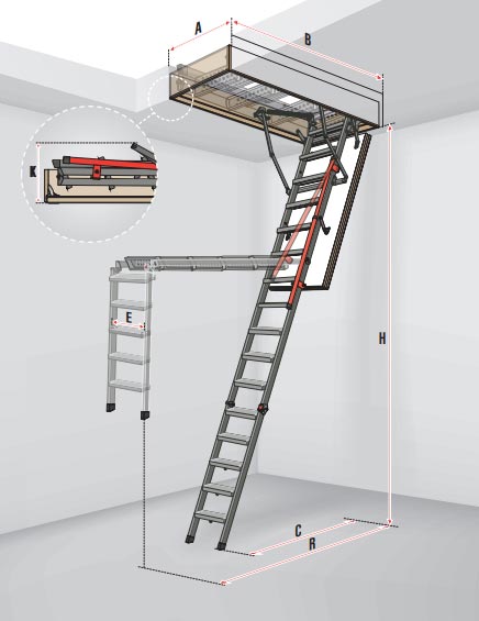 лестница чердачная fakro lmp 60x144 металлическая для помещений с высокими потолками