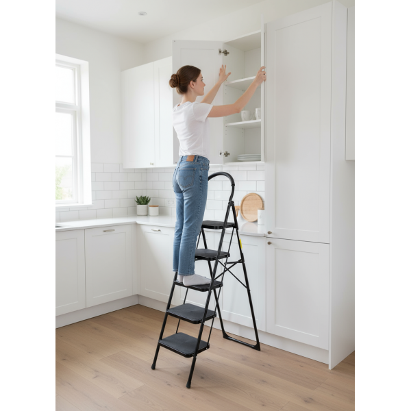 Стремянка SevenBerg Prima Lux черная 5 широких ступеней  Стремянка SevenBerg Prima Lux черная 5 широких ступеней