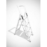Стремянка алюминиевая Calipso 4 широкие ступени белая