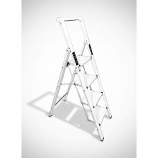 Стремянка алюминиевая Calipso 4 широкие ступени белая