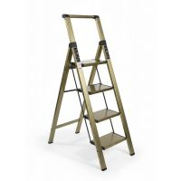Стремянка алюминиевая Calipso 4 широкие ступени золотая