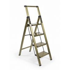 Стремянка алюминиевая Calipso 4 широкие ступени золотая