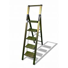 Стремянка алюминиевая Calipso 5 широких ступеней золотая