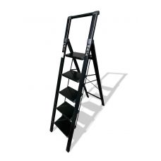 Стремянка алюминиевая Calipso 5 широких ступеней чёрная