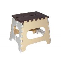 Табурет средний складной коричнево-бело-бежевый