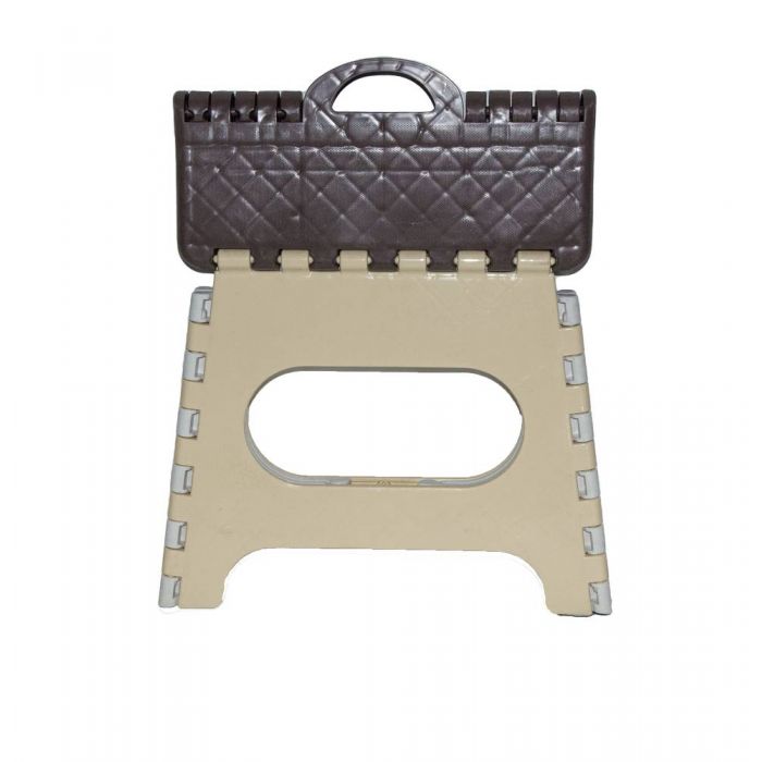 Табурет средний складной коричнево-бело-бежевый