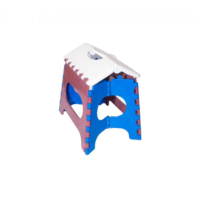 Табурет средний складной бело-сине-коричневый