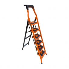 Стремянка стальная Mandegar SAMA оранжевого цвета с 6 широкими ступенями 
