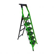 Стремянка стальная Mandegar SAMA зеленого цвета с 6 широкими ступенями 