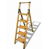 Стремянка алюминиевая Calipso 5 широких ступеней, цвет Дерево