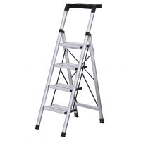 Стремянка алюминиевая Verona 4 широкие ступени серебристая с лотком для инструментов