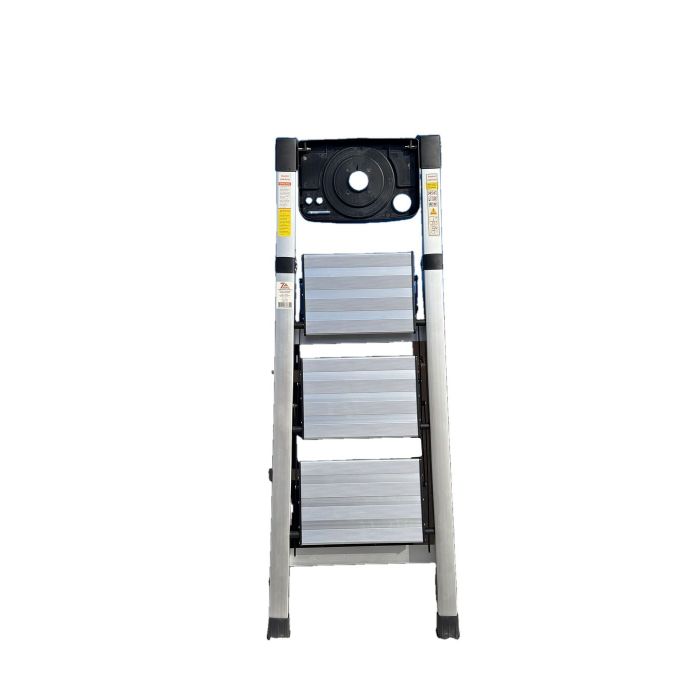 Стремянка алюминиевая Verona 3 широкие ступени серебристая с лотком для инструментов