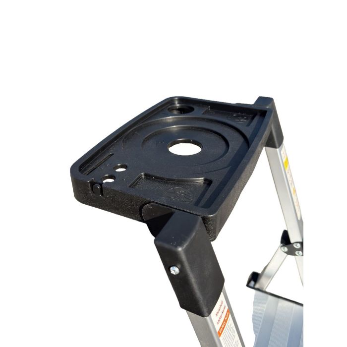 Стремянка алюминиевая Verona 3 широкие ступени серебристая с лотком для инструментов