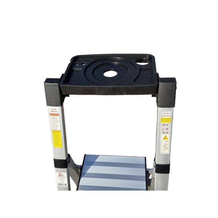 Стремянка алюминиевая Verona 5 широкие ступени серебристая с лотком для инструментов