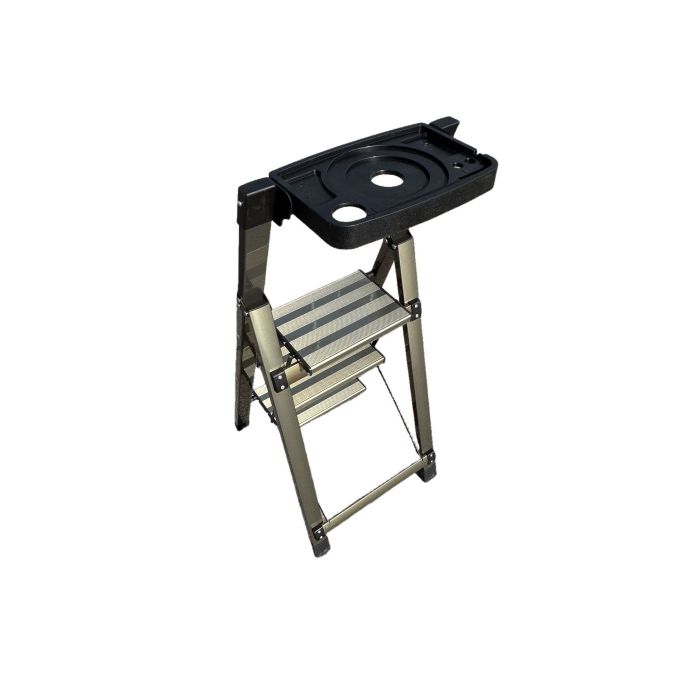 Стремянка алюминиевая Verona 3 широкие ступени золотая с лотком для инструментов