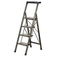 Стремянка алюминиевая Verona 4 широкие ступени золотая с лотком для инструментов