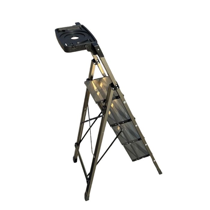 Стремянка алюминиевая Verona 4 широкие ступени золотая с лотком для инструментов