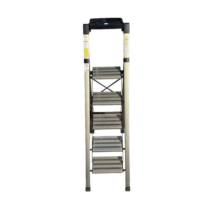 Стремянка алюминиевая Verona 5 широкие ступени золотая с лотком для инструментов