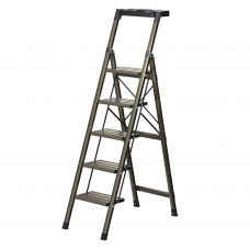 Стремянка алюминиевая Verona 5 широкие ступени золотая с лотком для инструментов