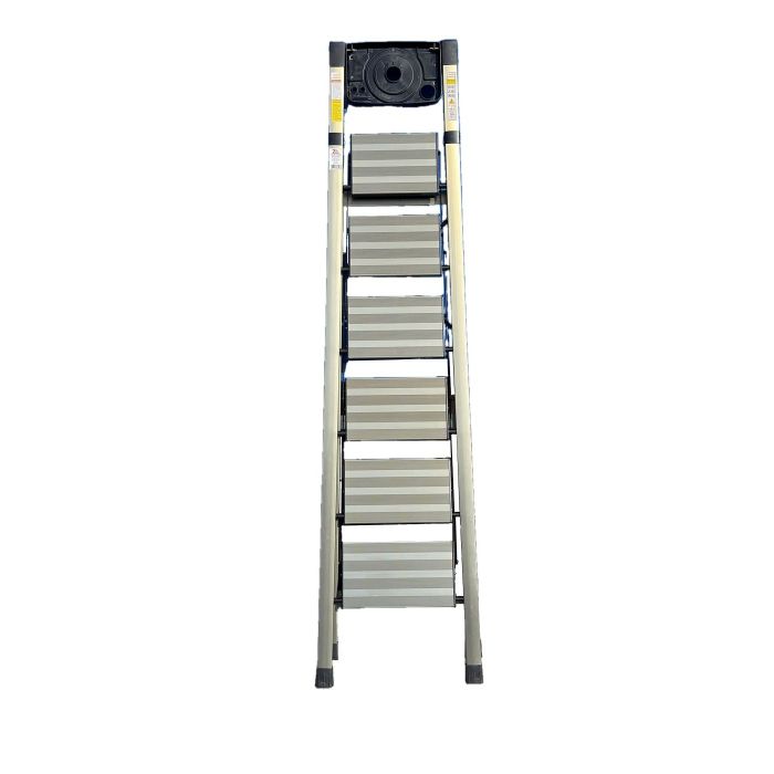 Стремянка алюминиевая Verona 6 широкие ступени золотая с лотком для инструментов