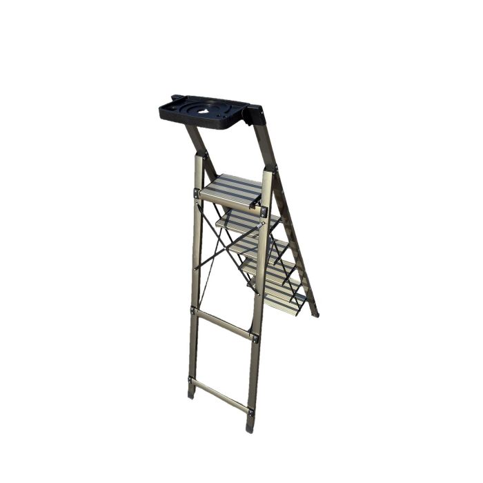 Стремянка алюминиевая Verona 6 широкие ступени золотая с лотком для инструментов