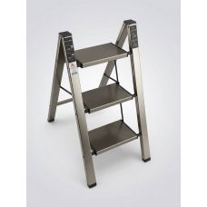 Стремянка алюминиевая Milano 3 широкие ступени золотая