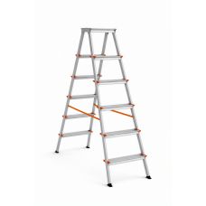 Двухсторонняя алюминиевая стремянка Эйфель Библио 130 Вариант 207 с крюком