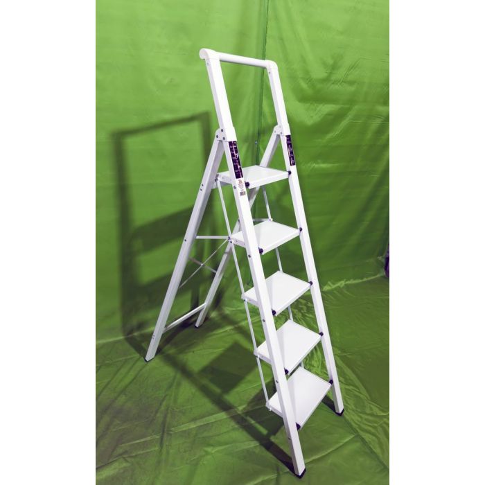 Стремянка алюминиевая SevenBerg Calipso 5 широких ступеней белая_уценка22