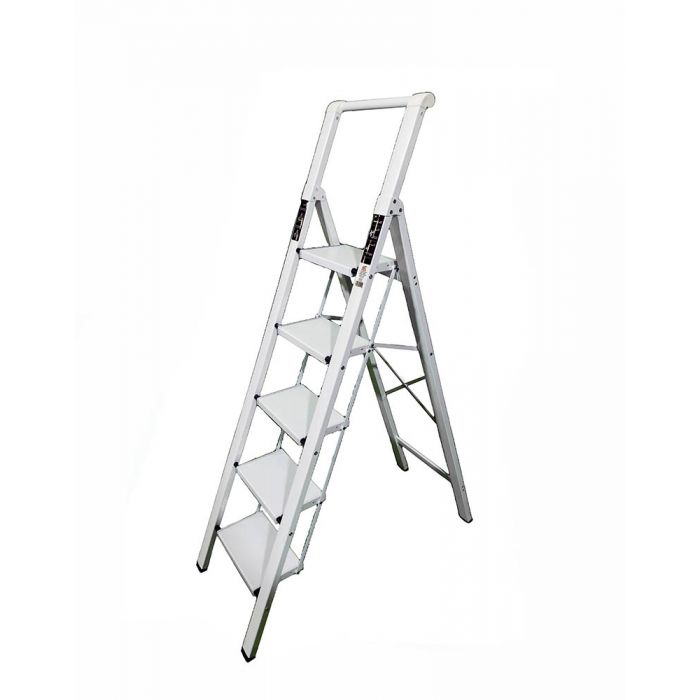 Стремянка алюминиевая SevenBerg Calipso 5 широких ступеней белая_уценка22