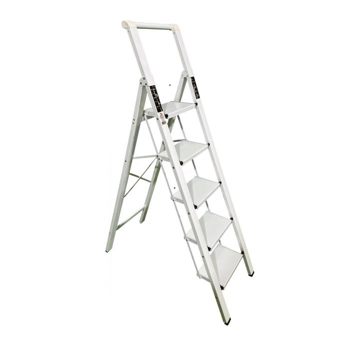 Стремянка алюминиевая SevenBerg Calipso 5 широких ступеней белая_уценка22