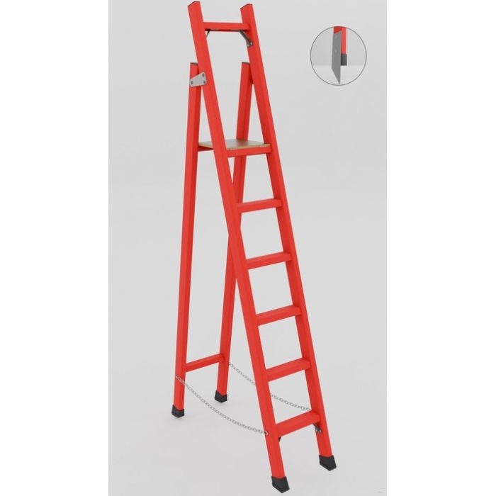 ССС-2,3АТ диэлектрическая стремянка с симметричной опорой, Телеком, абразивное покрытие ступеней, h=2300мм, h рабочей площадки=1400мм, ступ.6