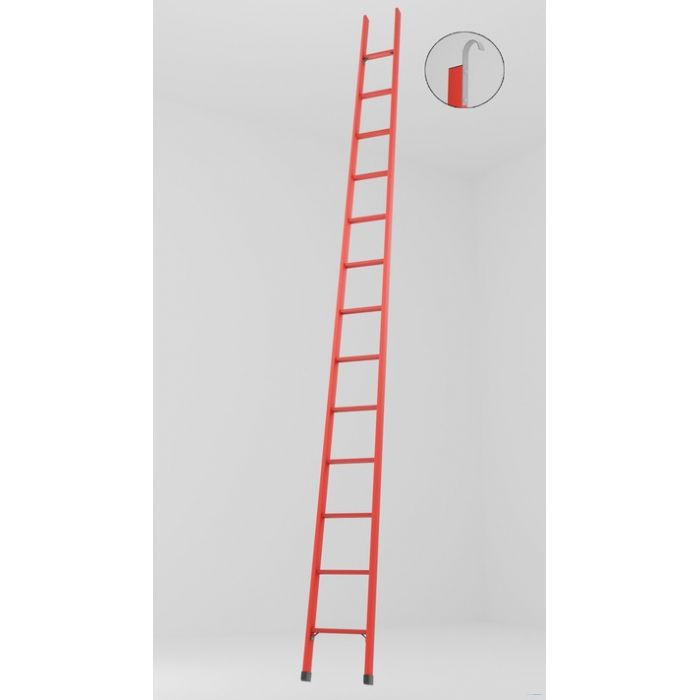 ЛСПД-4,8К односекционная диэлектрическая стеклопластиковая лестница, крюки h=4900мм, ступ.13