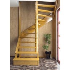 Деревянная межэтажная лестница ЛЕС-01 левозаходная (поворот 180 градусов)