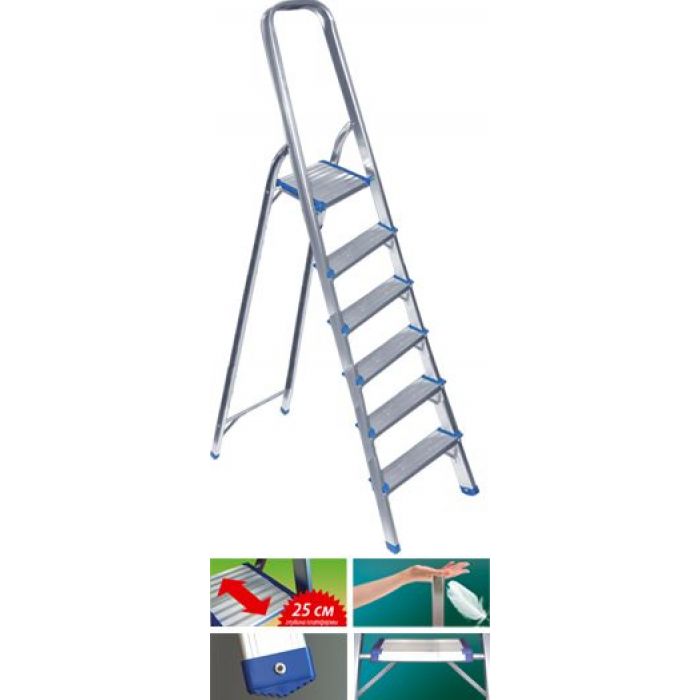  Стремянка алюминиевая Zalger Light 6 ступеней