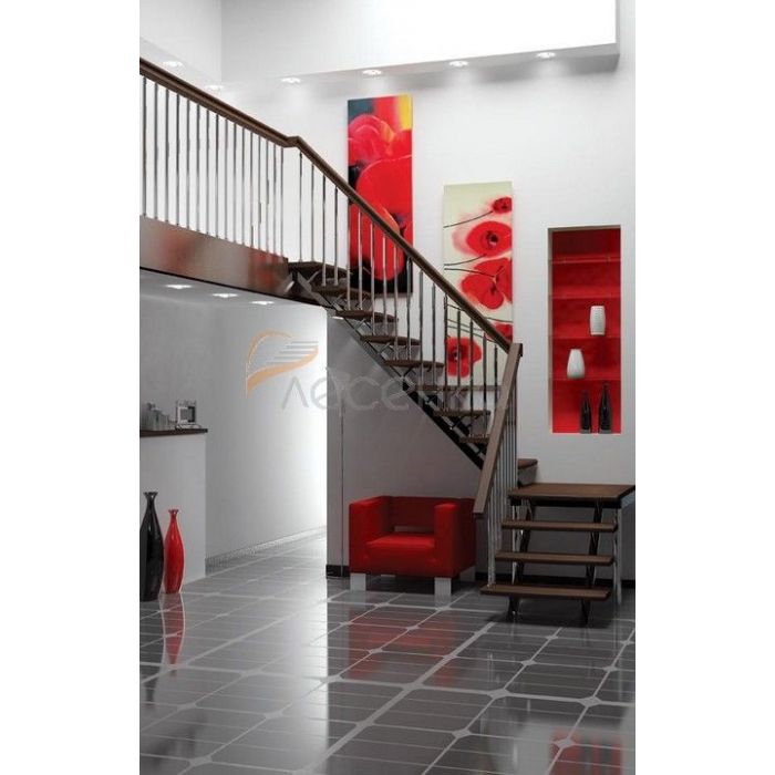  Деревянная межэтажная лестница ЛЕС-05-3  универсальная (поворот 90 градусов, высота 3 м)