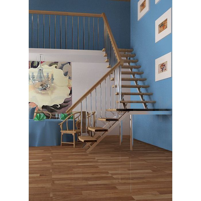  Деревянная межэтажная лестница ЛЕС-05-3  универсальная (поворот 90 градусов, высота 3 м)