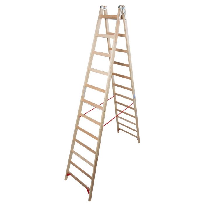 Двусторонняя стремянка Krause 2x12 с перекладинами (деревянная) 170224