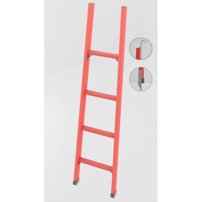 ЛСП-1,3ТКМ лестница стеклопластиковая приставная Телеком, крюки, металлические оконцеватели h=1300мм, ступ.4