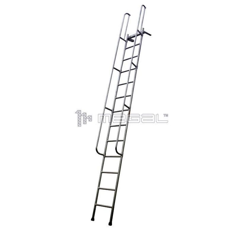 Купить лестницу с поручнями Megal ЛПНА-4,2 приставную алюминиевую