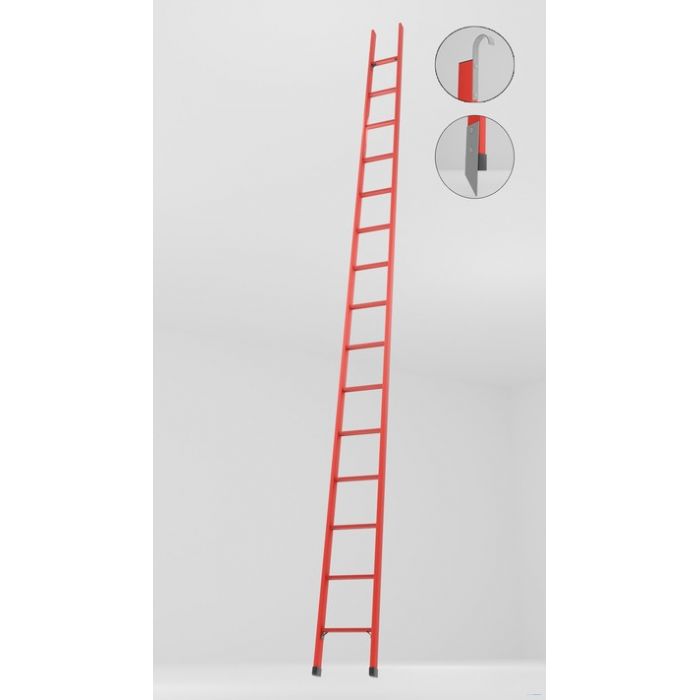 ЛСП-4,0ТКМ лестница стеклопластиковая приставная Телеком, крюки, металлические оконцеватели h=4000мм, ступ.15