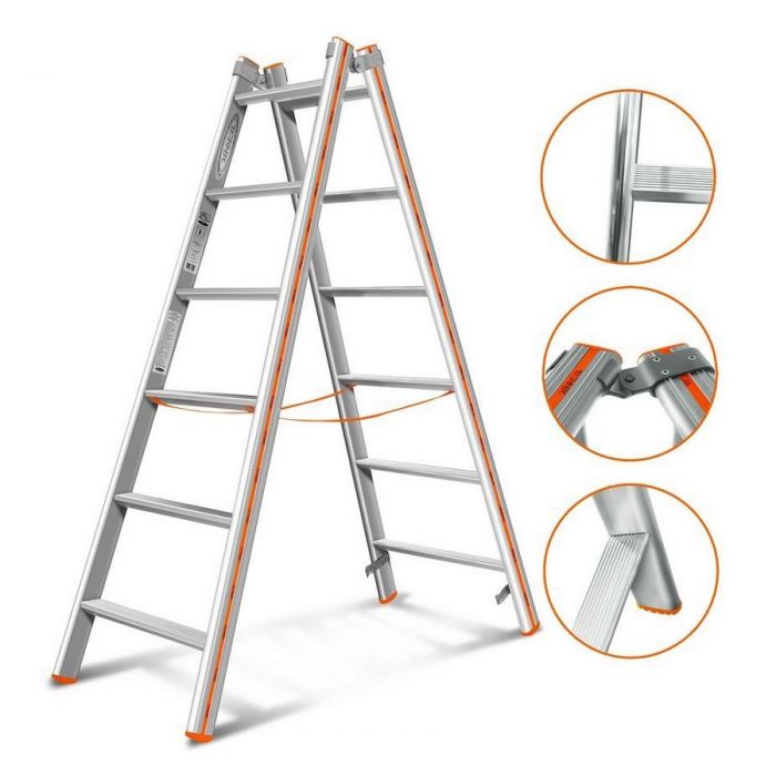  Двухсекционная лестница-стремянка Эйфель Комфорт-Профи 206