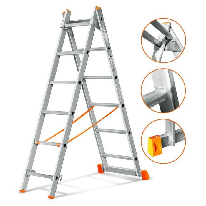  Двухсекционная алюминиевая лестница Эйфель Гранит 2х6