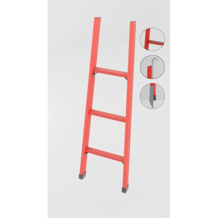 ЛСП-1,4АКМ лестница стеклопластиковая приставная, абразивное покрытие ступеней, крюки, металлические оконцеватели (Мягкий грунт) h=1400мм, ступ.3