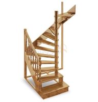 Деревянная межэтажная лестница ЛЕС-03 левозаходная (поворот 180 градусов)
