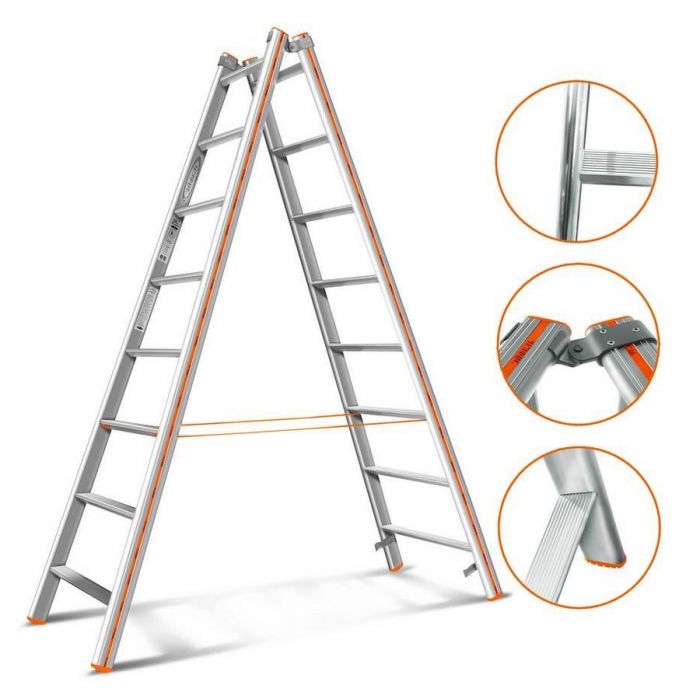  Двухсекционная лестница-стремянка Эйфель Комфорт-Профи 208