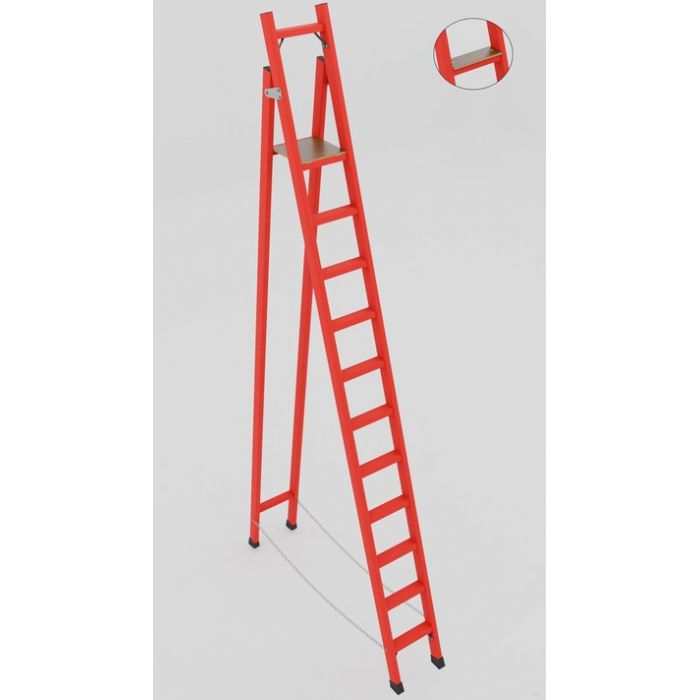 ССС-3,3ТШ  диэлектрическая стремянка с симметричной опорой, Телеком, широкие ступени, h=3300мм, h рабочей площадки=2400мм, ступ.10