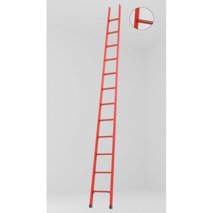 ЛСПД-4,5А односекционная диэлектрическая стеклопластиковая лестница, абразивное покрытие ступеней h=4550мм, ступ.12