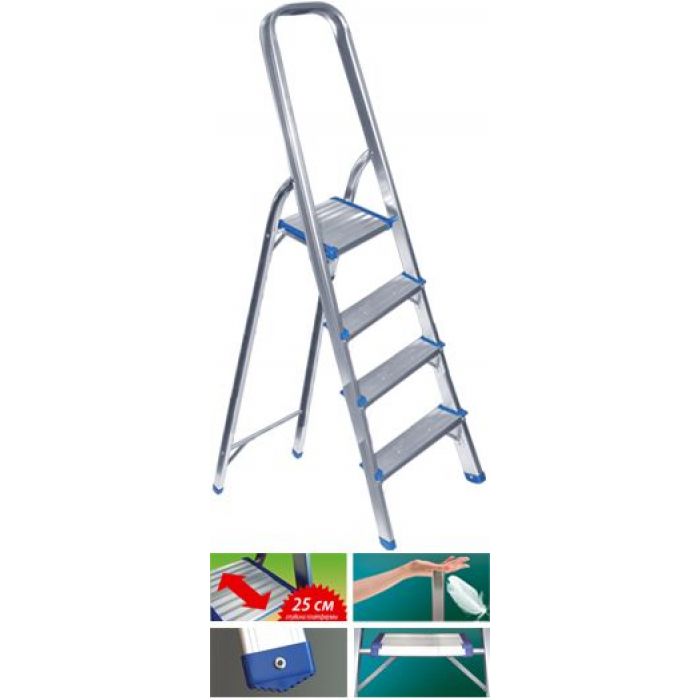  Стремянка алюминиевая Zalger Light 4 ступени
