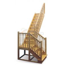 Деревянная межэтажная лестница ЛЕС-04 левозаходная (поворот 90 градусов)