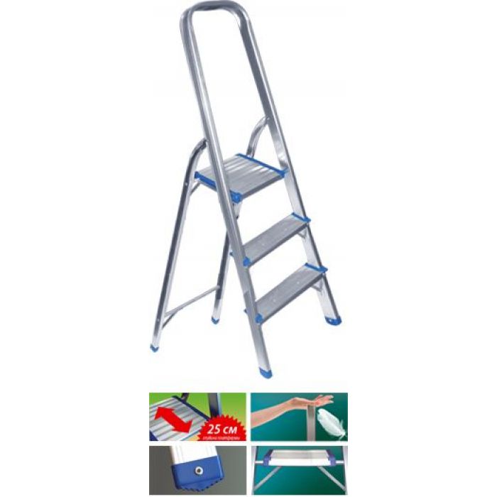  Стремянка алюминиевая Zalger Light 3 ступени